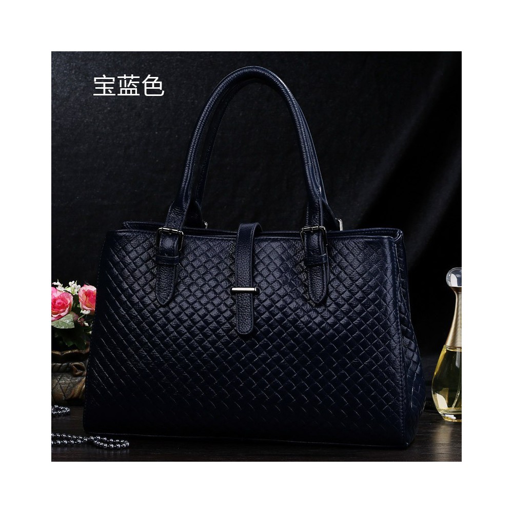 Genuine Leather Tote Bag Dark Blue 75602