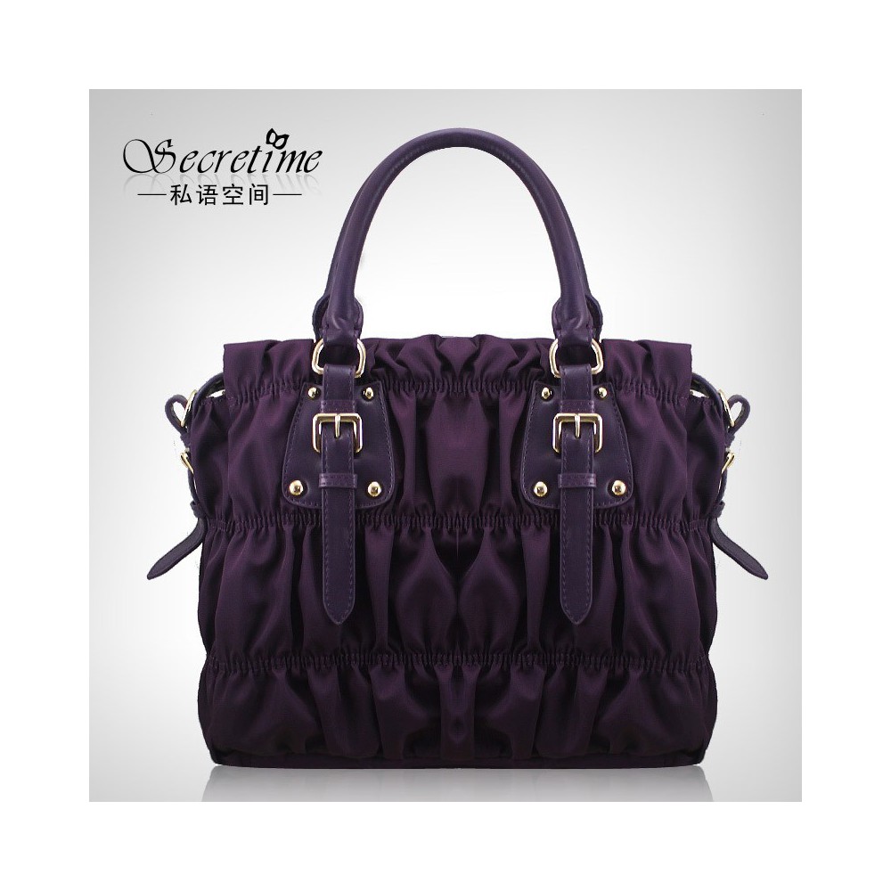 Sac à main poignée en cuir Violet 75629