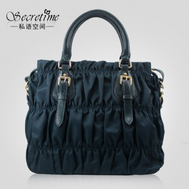 Genuine Leather Tote Bag Dark Blue 75628