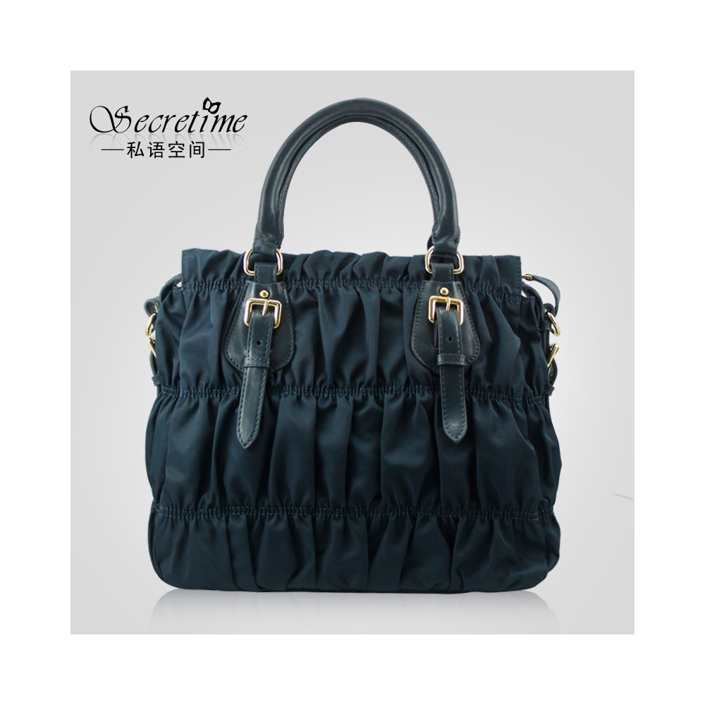 Genuine Leather Tote Bag Dark Blue 75628