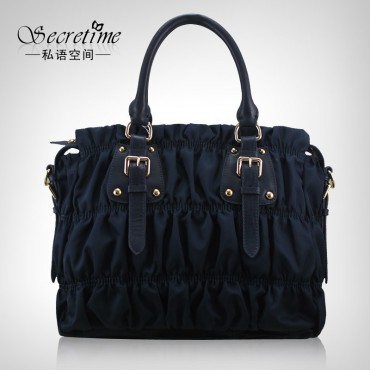 Genuine Leather Tote Bag Dark Blue 75629