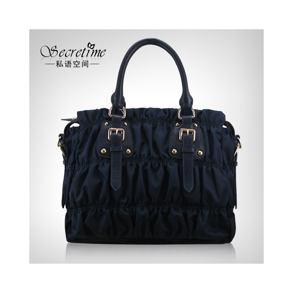 Genuine Leather Tote Bag Dark Blue 75629