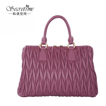 Genuine Leather Tote Bag Pink 75611