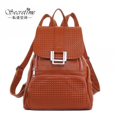 Genuine Leather Backpack Bag Brown 75612