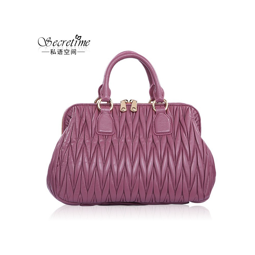  Sac à main poignée en cuir Violet 75624