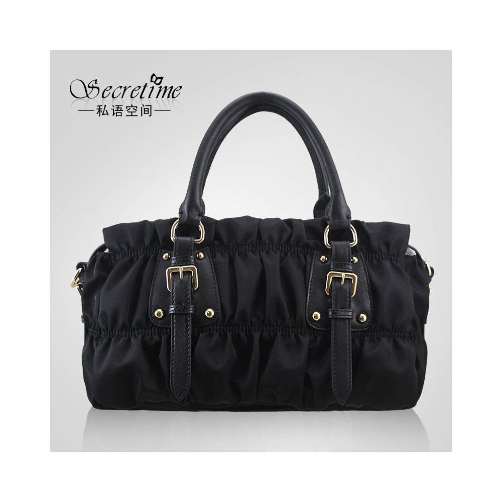 Sac à main poignée en cuir Noir 75626