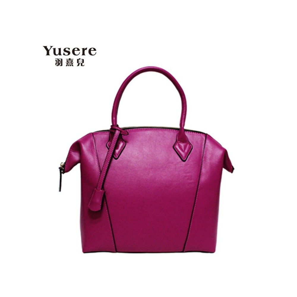 Genuine Leather Tote Bag Magenta 75674