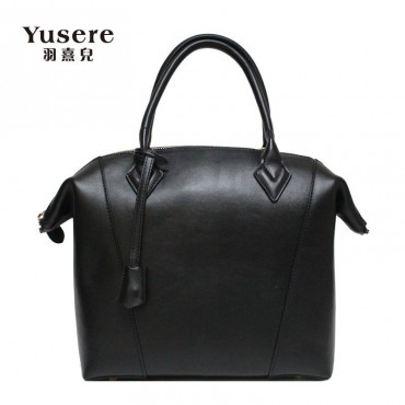 Genuine Leather Tote Bag Black 75674