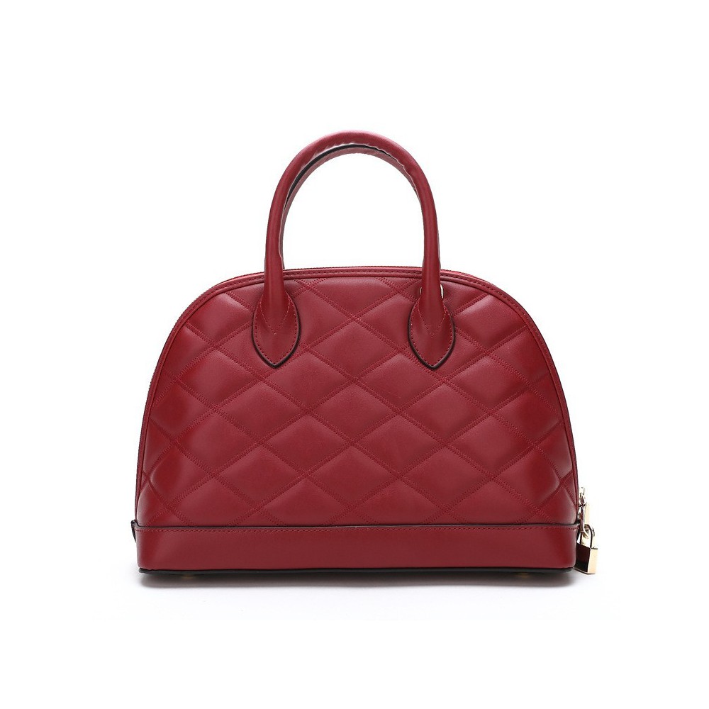 Genuine Leather Tote Bag Dark Red 75677