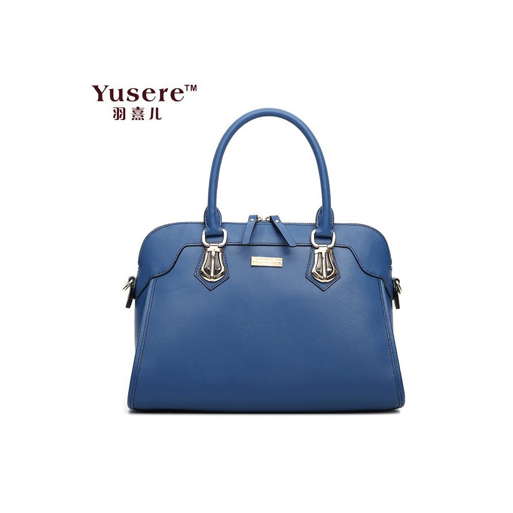 Sac à main poignée en cuir Bleu 75676