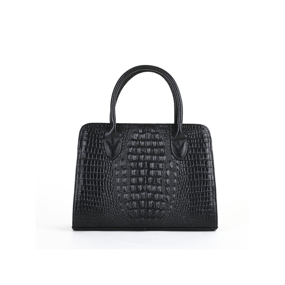 Sac à main cabas en cuir Noir 75694