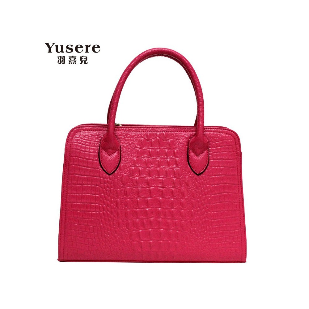 Sac à main poignée en cuir Rose 75694