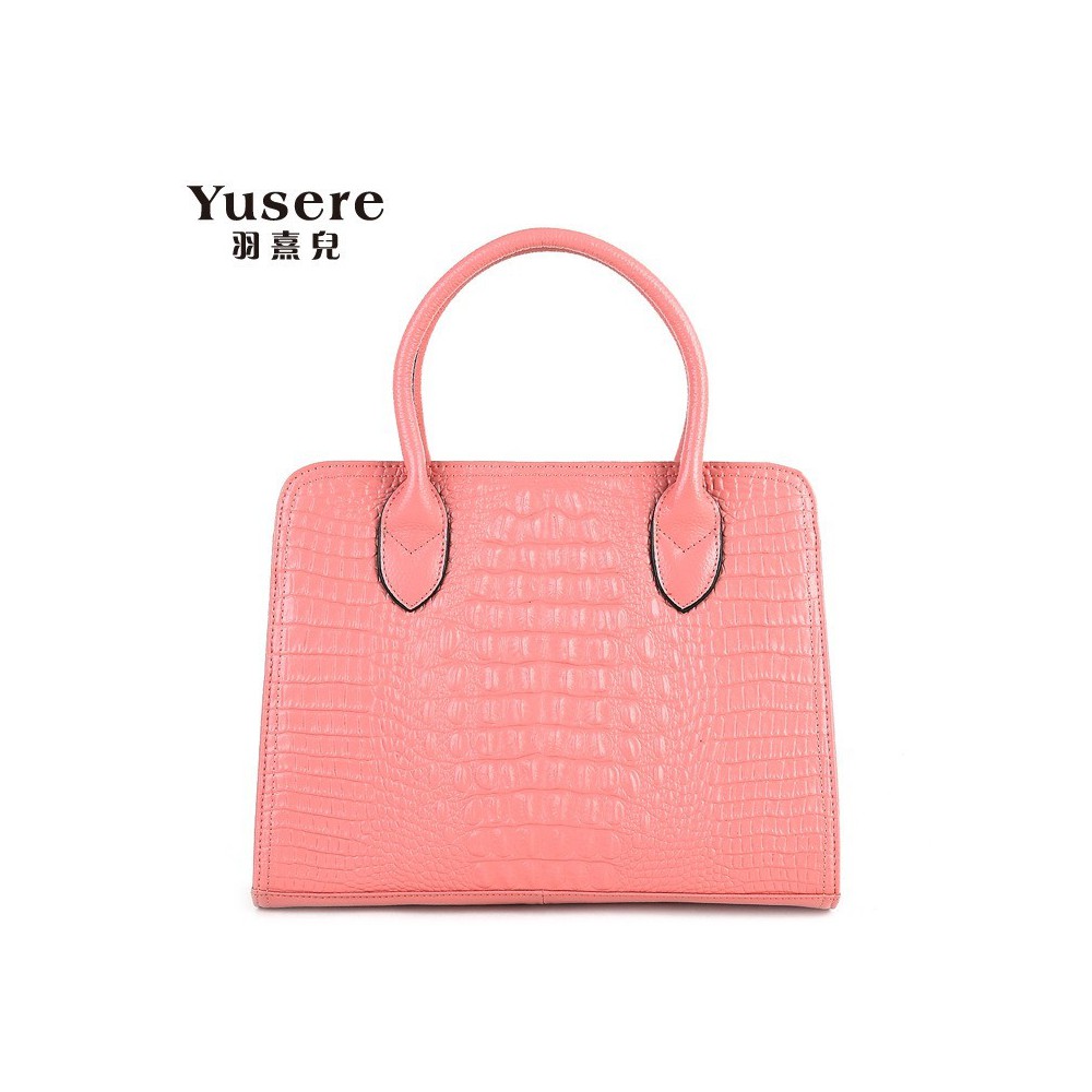 Sac à main cabas en cuir Rose 75675