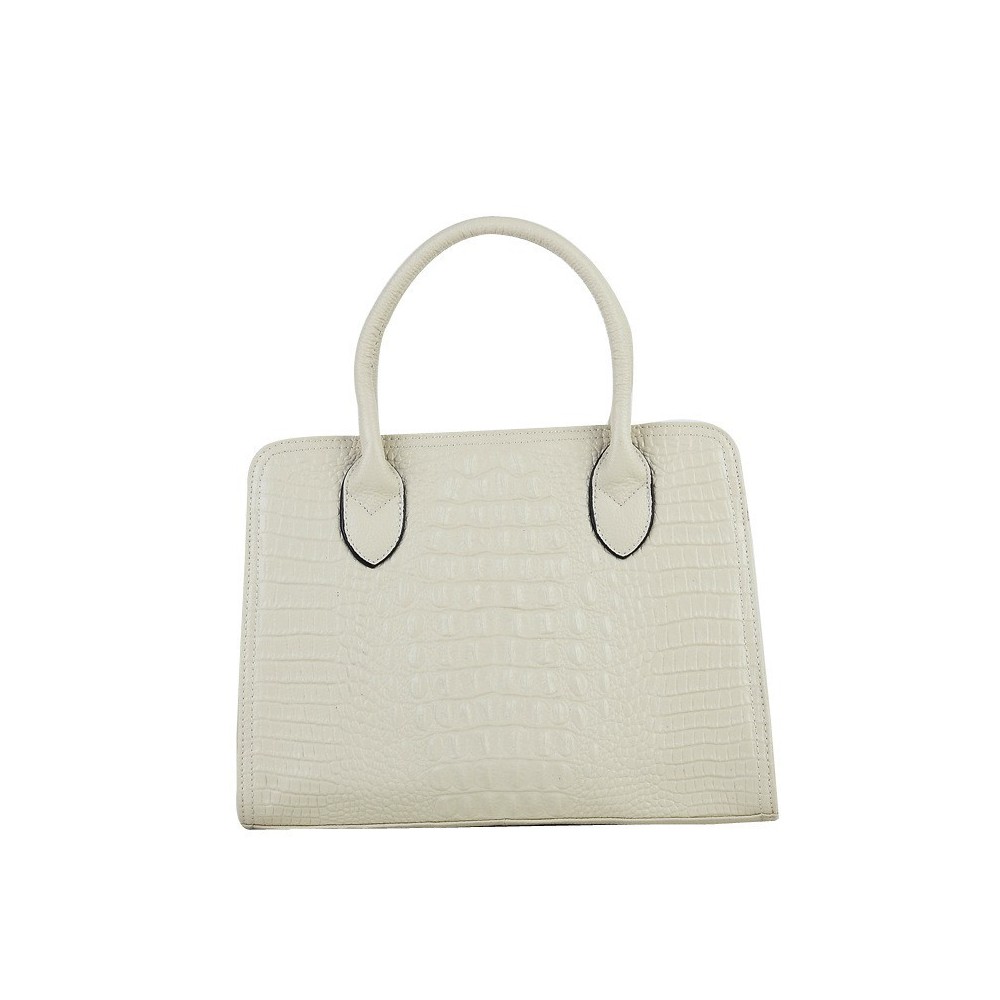 Sac à main cabas en cuir Blanc 75694