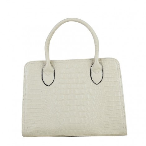 Genuine Leather Tote Bag White 75675