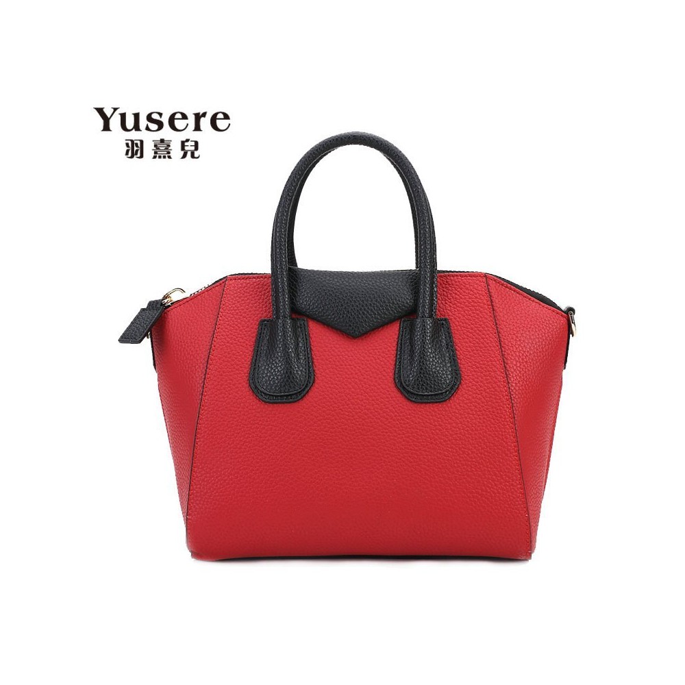 Sac à main cabas en cuir Rouge 75692