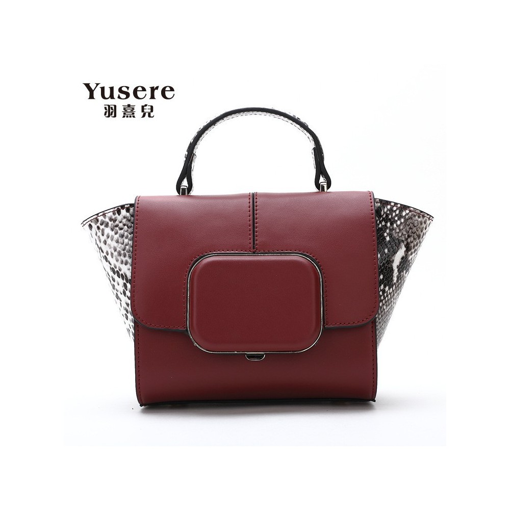 Genuine Leather Tote Bag Dark Red 75671