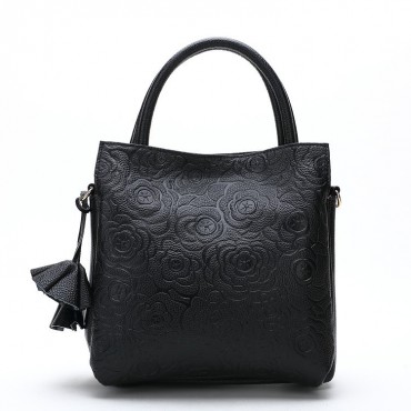 Genuine Leather Tote Bag Black 75669