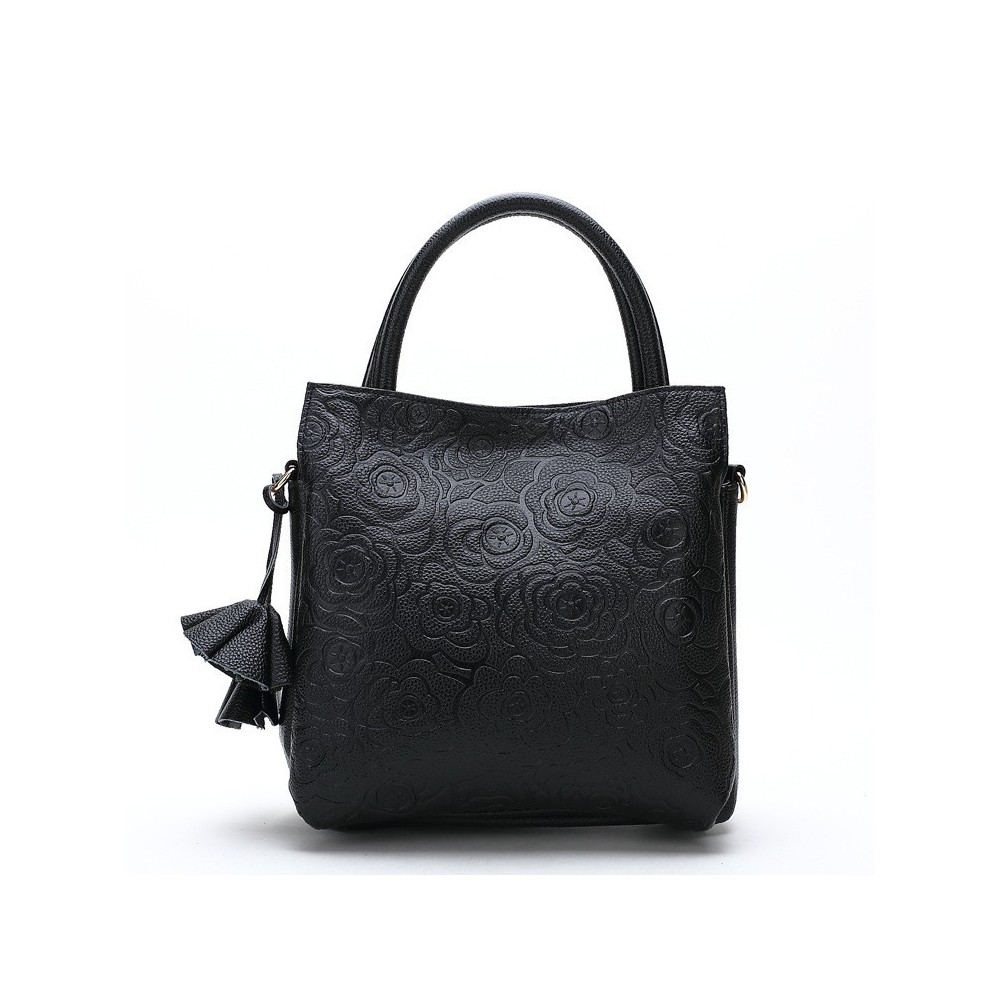 Genuine Leather Tote Bag Black 75669