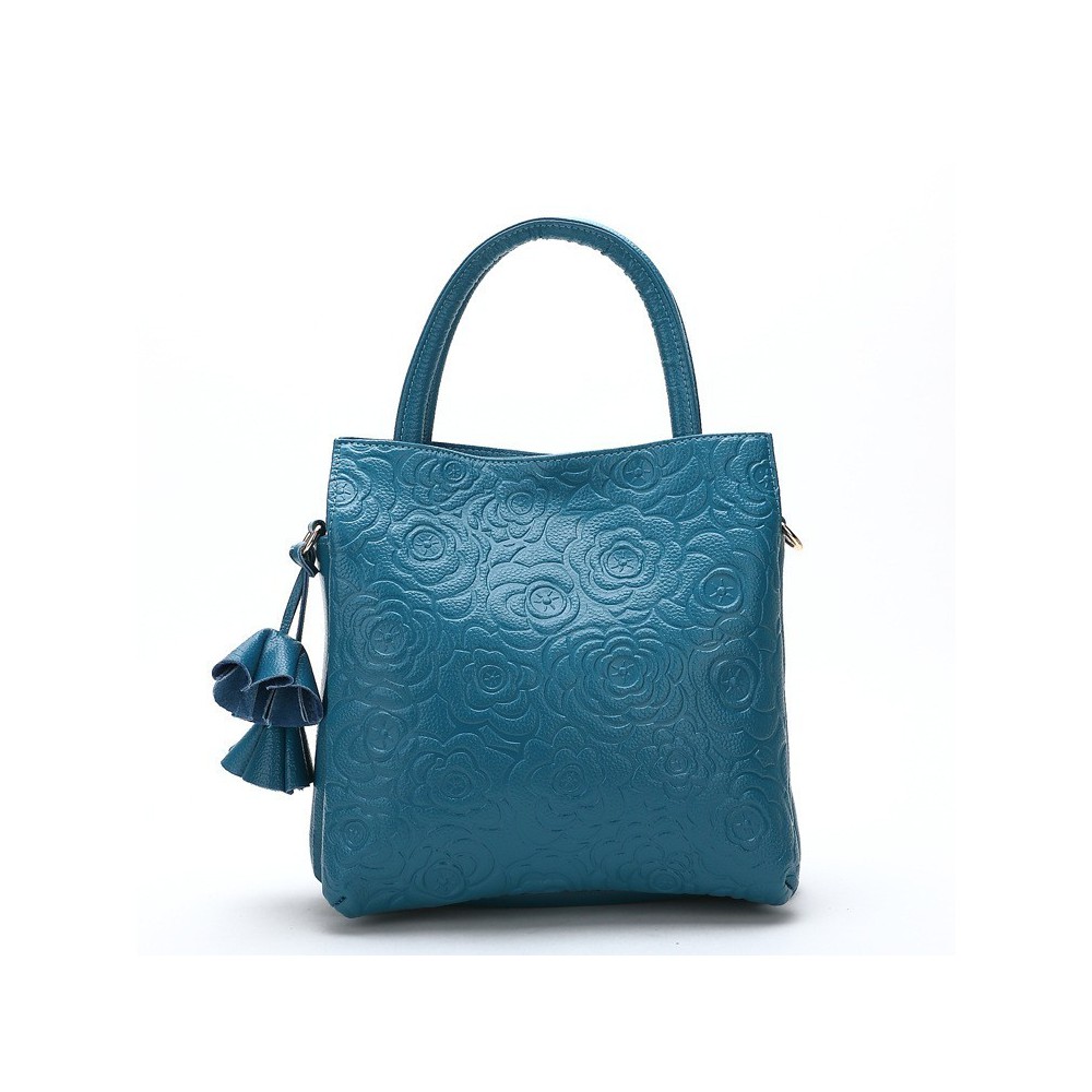 Genuine Leather Tote Bag Blue 75669