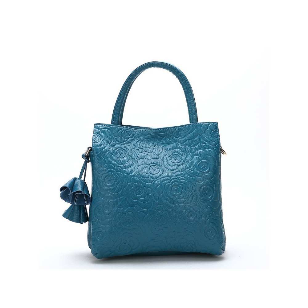 Sac à main cabas en cuir Bleu 75705