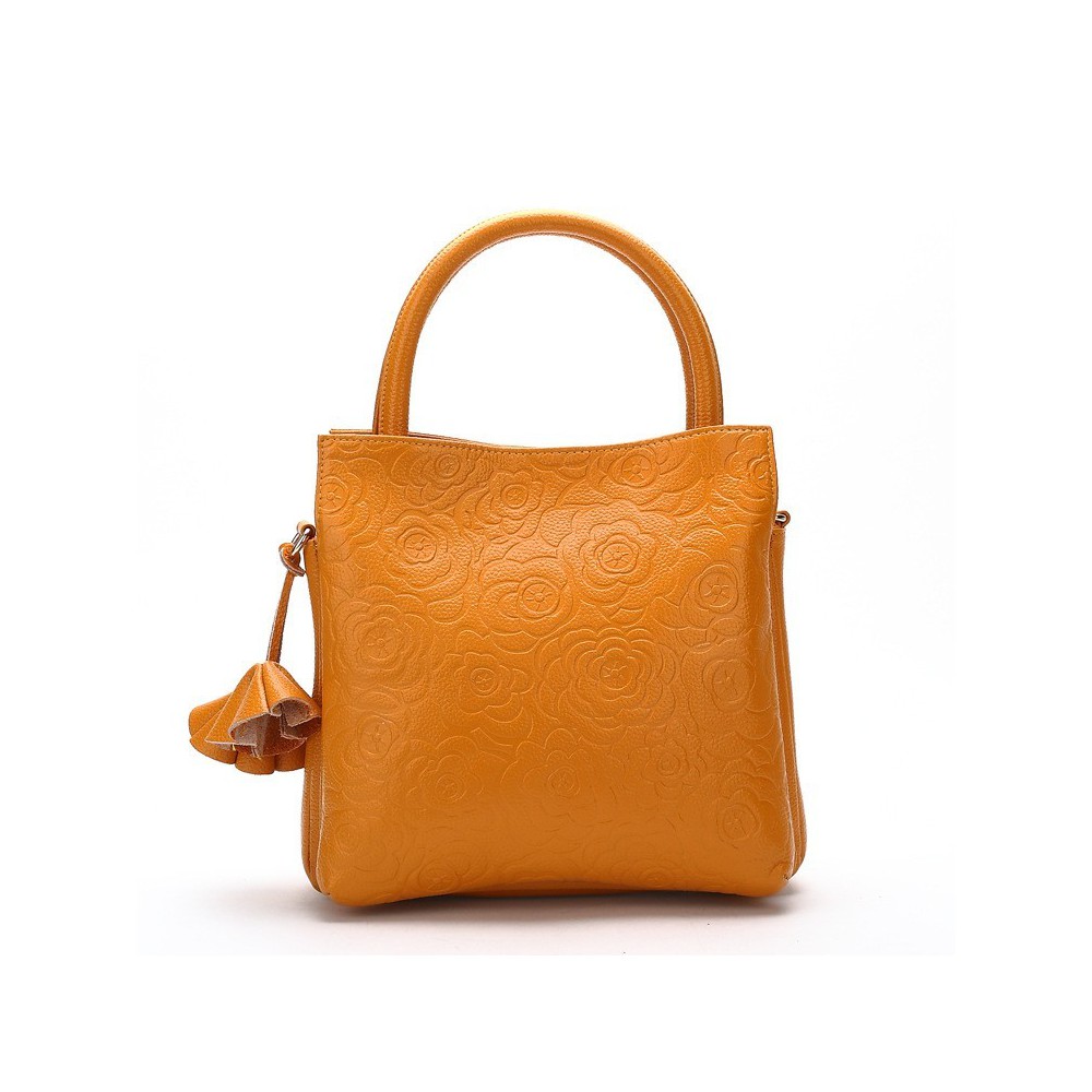 Genuine Leather Tote Bag Yellow 75669