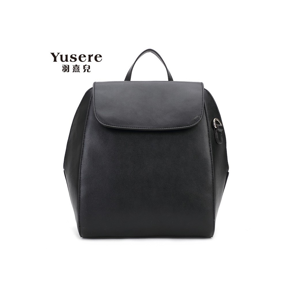 Genuine Leather Backpack Bag Black 75668