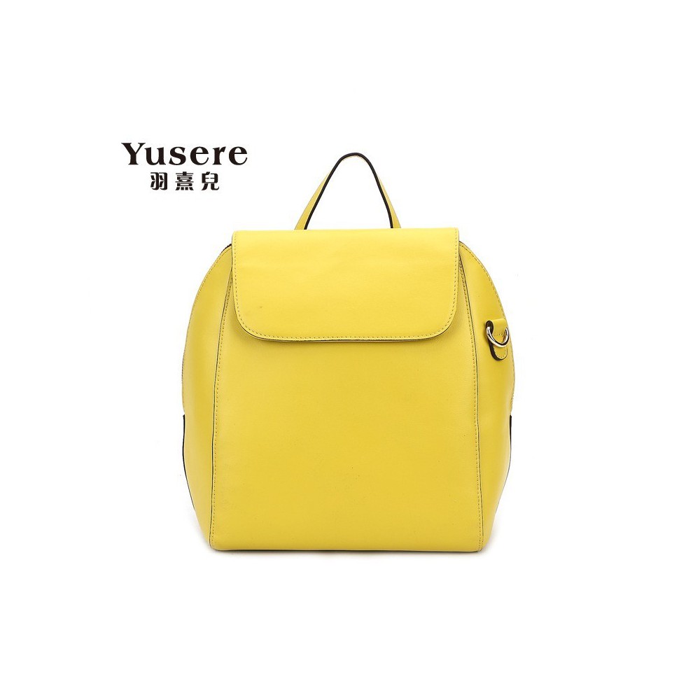 Genuine Leather Backpack Bag Yellow 75668