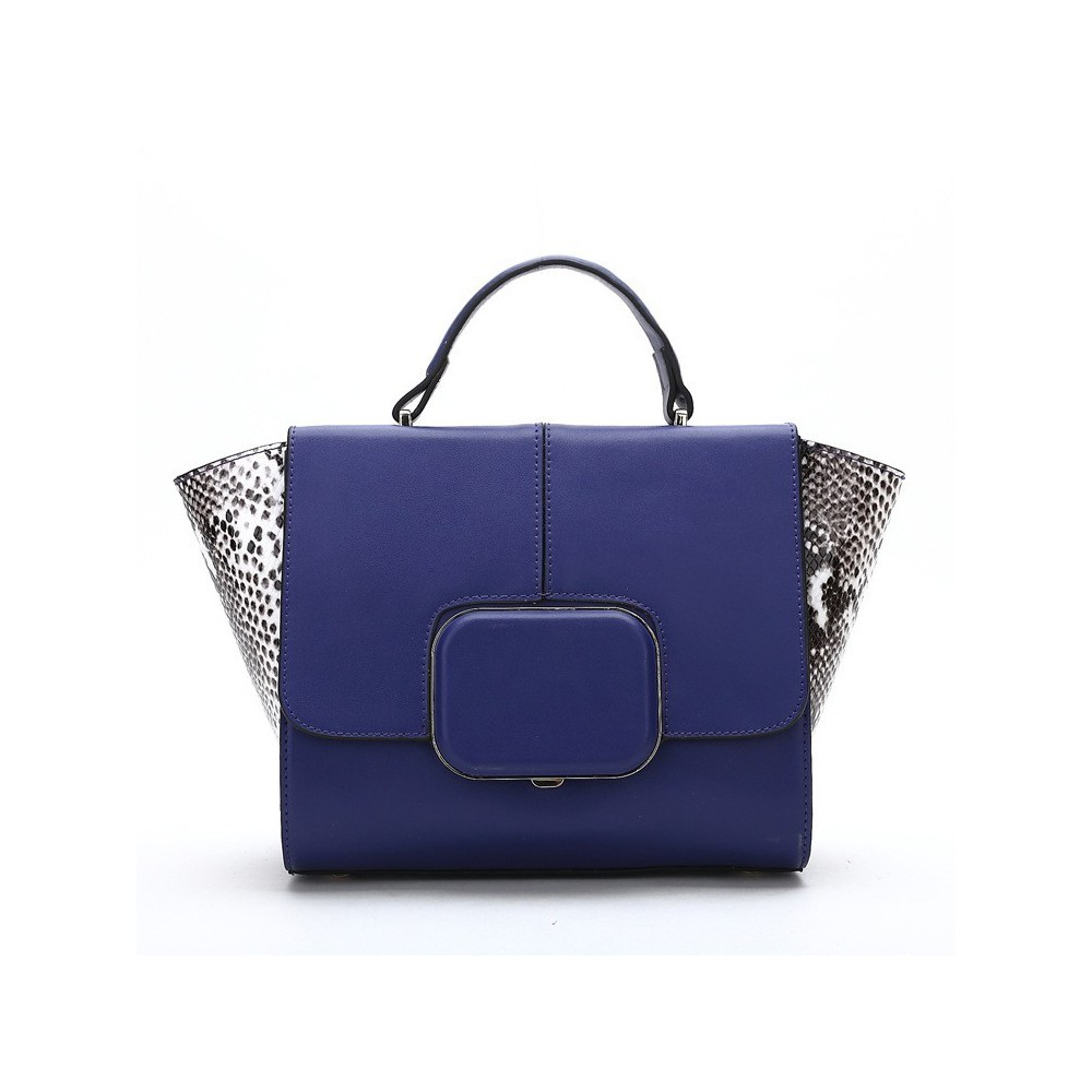 Genuine Leather Tote Bag Blue 75667