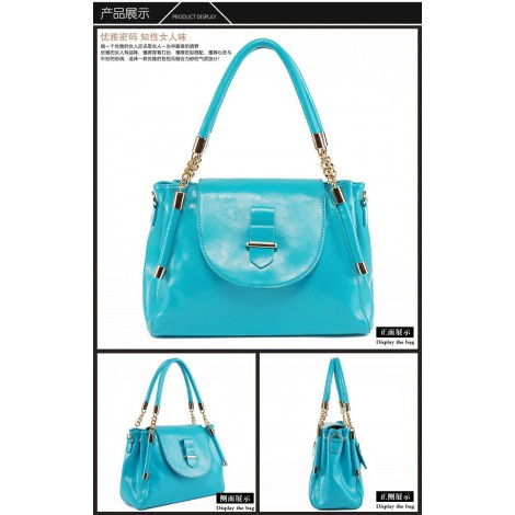 Coleen Genuine Leather Tote Bag Blue 75191