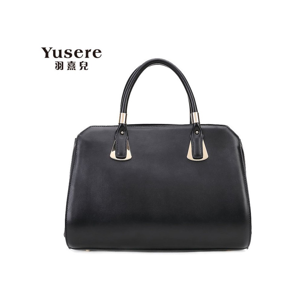 Genuine Leather Tote Bag Black 75684