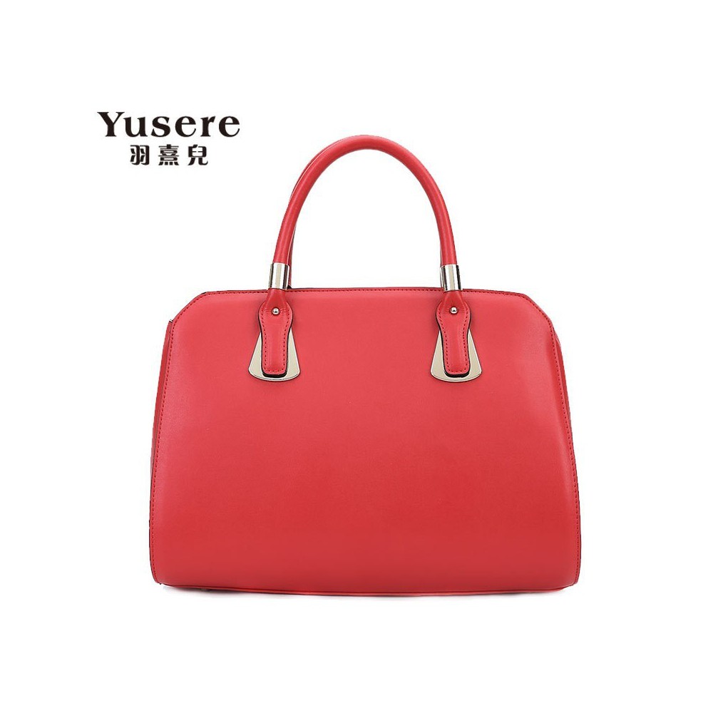Genuine Leather Tote Bag Red 75684