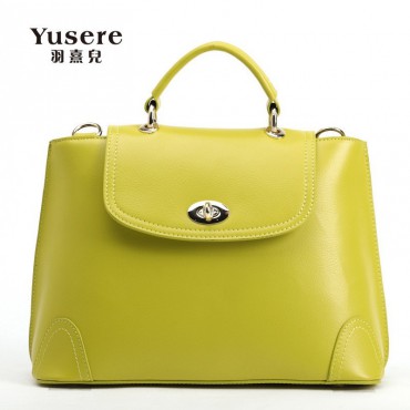 Genuine Leather Tote Bag Yellow 75657