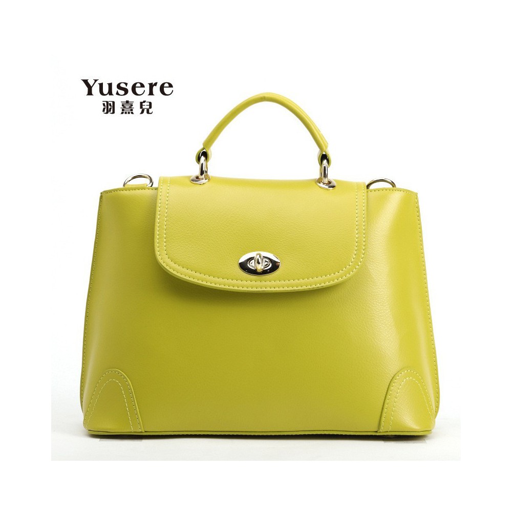 Sac à main poignée en cuir Jaune 75657