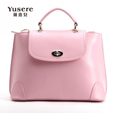Genuine Leather Tote Bag Pink 75657