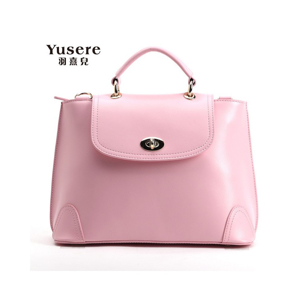 Sac à main poignée en cuir Rose 75657