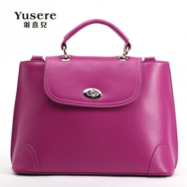 Genuine Leather Tote Bag Purple 75657