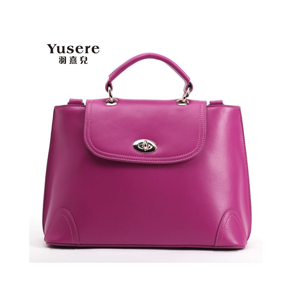 Sac à main poignée en cuir Violet 75657