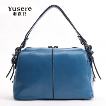 Genuine Leather Tote Bag Dark Blue 75656