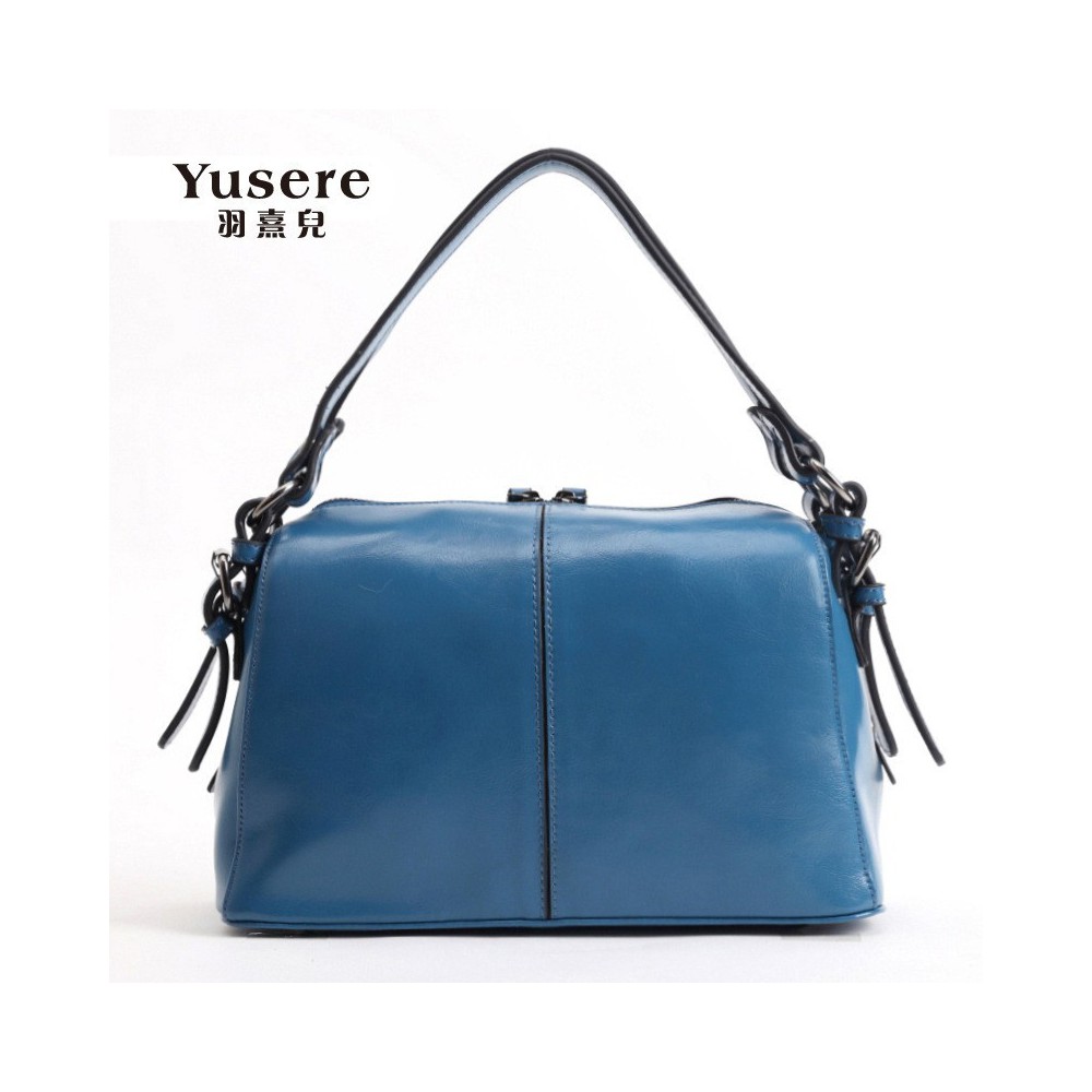 Genuine Leather Tote Bag Dark Blue 75656