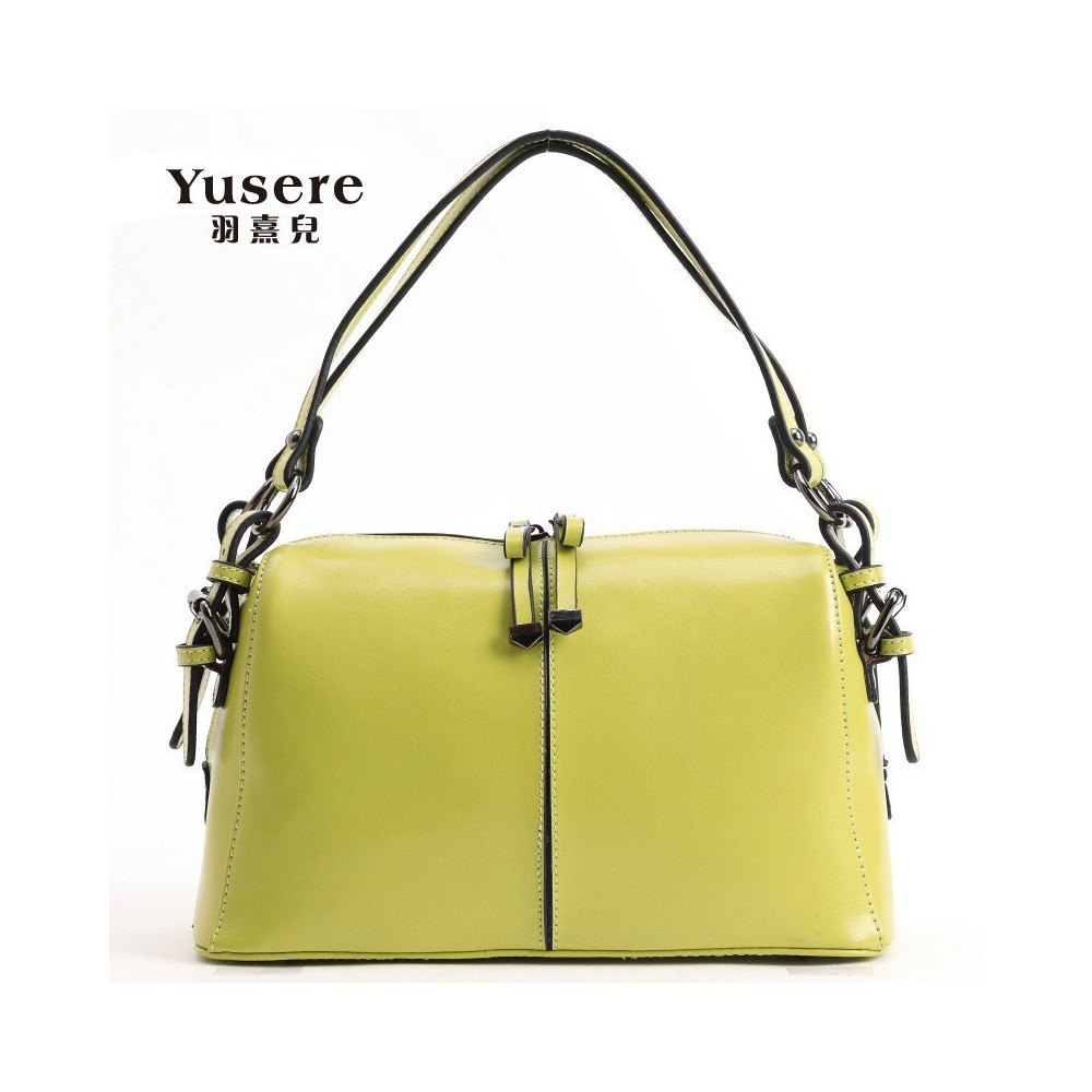 Genuine Leather Tote Bag Yellow 75656