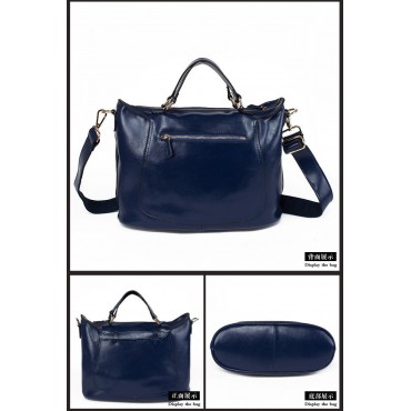 Dyna Genuine Leather Tote Bag Dark Blue 75192