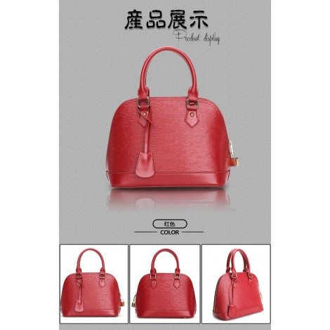 Genuine Leather Tote Bag Dark Red 75689