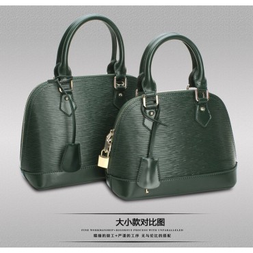 Genuine Leather Tote Bag Dark Green 75689