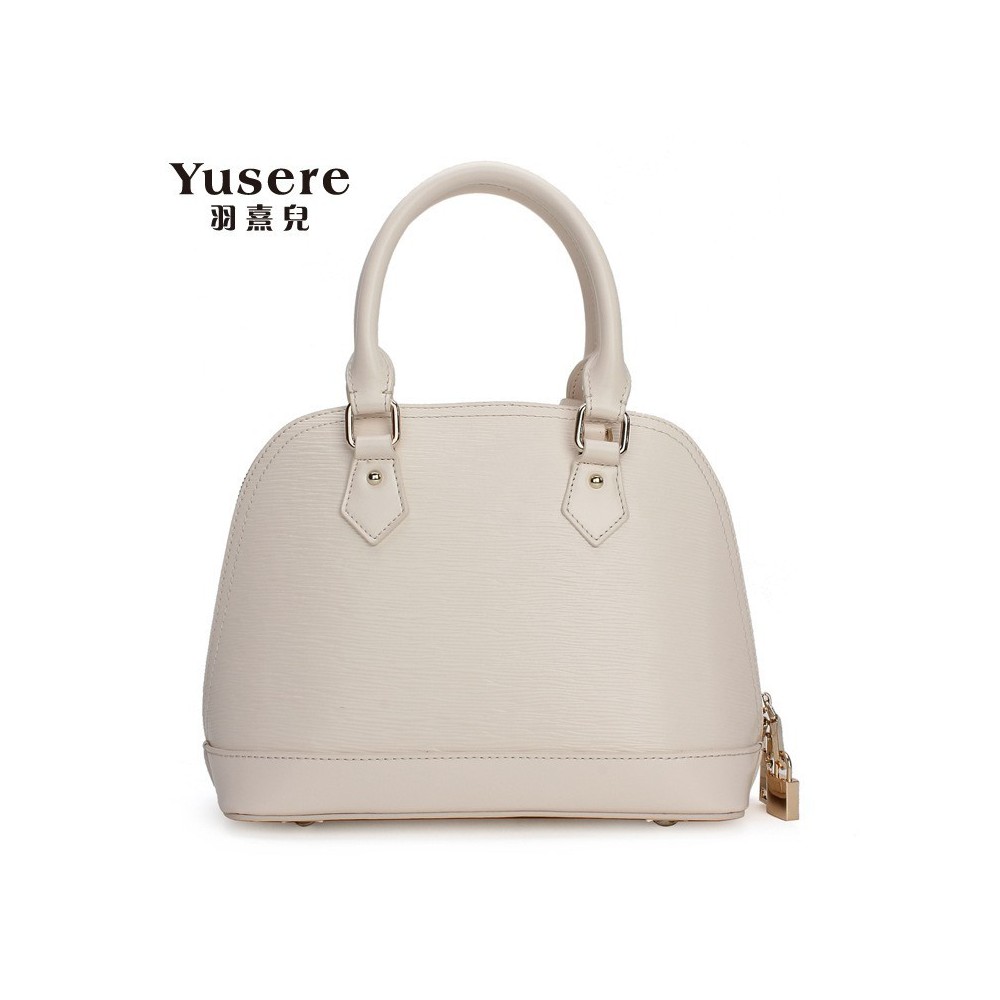 Genuine Sac à main poignée en cuir Blanc 75689