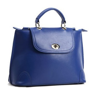 Genuine Leather Tote Bag Blue 75657