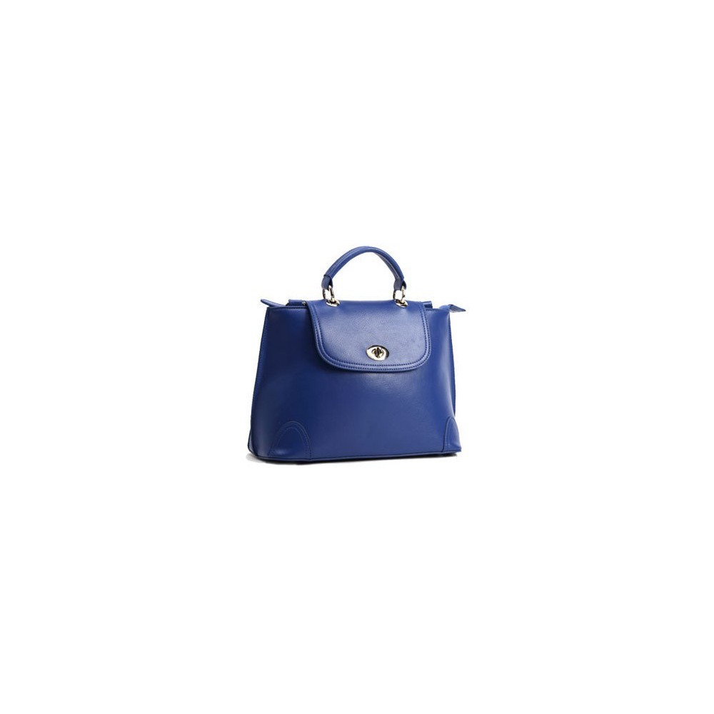 Sac à main poignée en cuir Bleu 75657