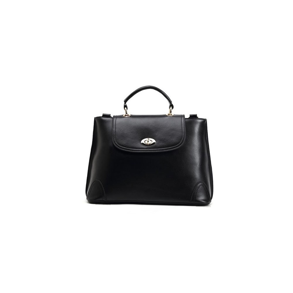 Genuine Leather Tote Bag Black 75657