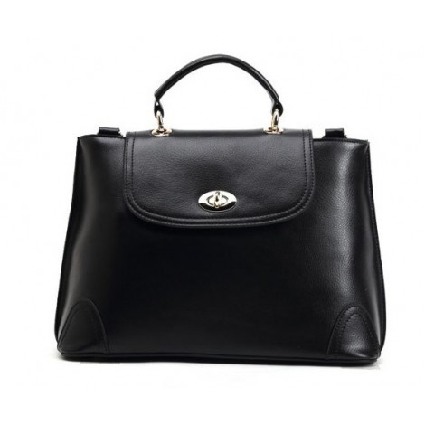 Genuine Leather Tote Bag Black 75657