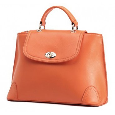 Genuine Leather Tote Bag Orange 75657